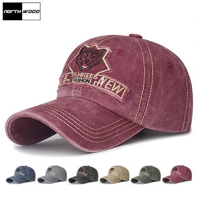 Gewaschene Leopardenkopf-Baseballmütze für Männer und Frauen, Sun Dad-Hüte, Herren-Kappen, Damen, Hip-Hop-Kappen, verstellbar 55–60 cm