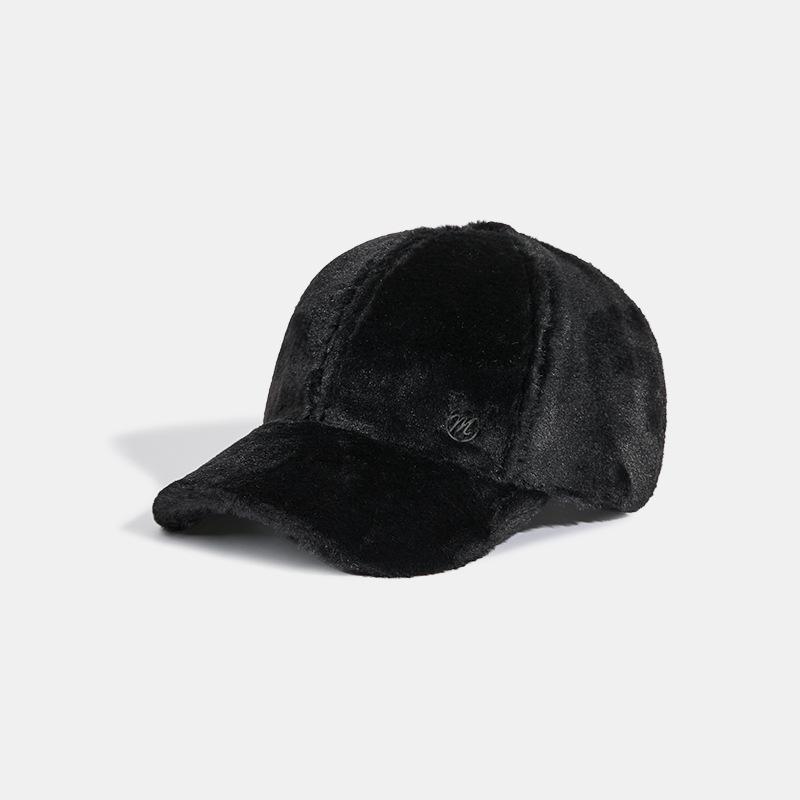 Baseball cap women's new thickened warm Korean version versatile rabbit fur plush cold-proof face small cap