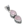 Natural Rose Quartz Gemstone Silver Pendant in 925 Sterling Silver - Handmade Pear Design, Everyday Wear Jewelry Engagement Gift