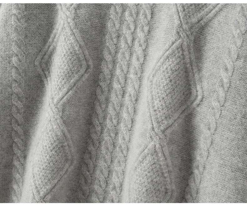 Autumn/Winter 2026 Women's Thickened Diamond Cashmere Sweater: Five-Needle, Three-Strand, Half-High Collar Versatile Base Layer.