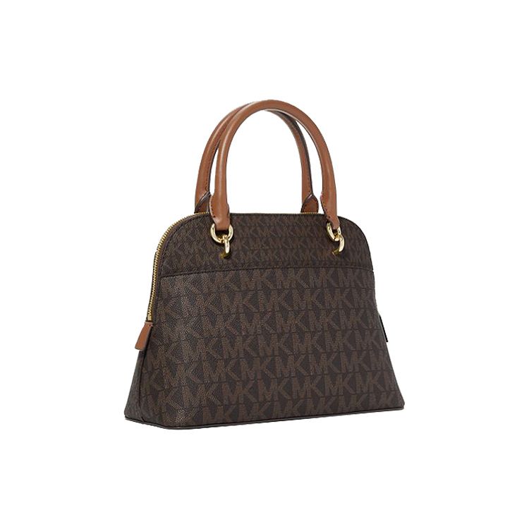 Michael Kors Mk Jet Set Monogram Logo Vintage Casual Commuter Canvas And Leather Shell Bag Women Shoulder Bag Dark-Brown 35H1GTVC2B-BROWN
