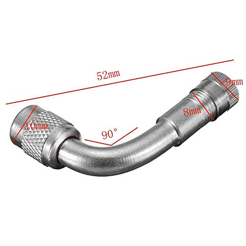 YFFSFDC Przedłużka 90° w kształcie litery L Zawór powietrzny do motorowerów, Zawór powietrzny do roweru, Rower, Zawór typu amerykańskiego, Zestaw 2 szt., Srebrny