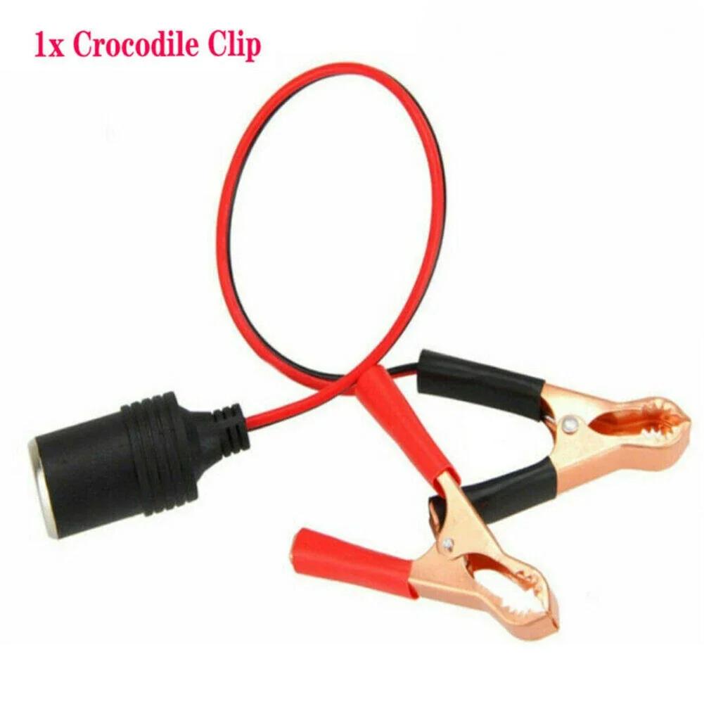 Car Battery Cable Clamp Alligators Clips Metal Plastic Battery Clip Female Lighters Socket Wire Fixed Clamps 30cm 12V-24V