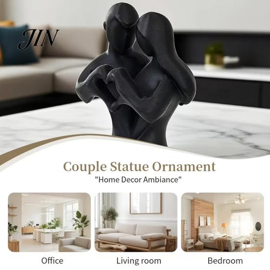 Non-fading Couple Figurine 3D Printed Heart Statue, Abstract Minimalist Lovers Embrace Figurine, Romantic Desktop Molded Statue Decor for Living Room