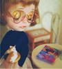 [Cat Hand] Blythe Doll 13 Doll Blythe Plush Toy Retro Round Glasses Choice Doll Glasses Oshikatsu Plush Toy (Rose Gold)