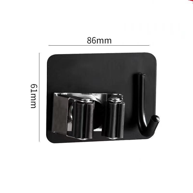 

Stainless Steel Mop Holder Wall Mounted Self-Adhesive Kitchen Bathroom Waterproof Multi-Purpose Broom Hanger Strong Hook