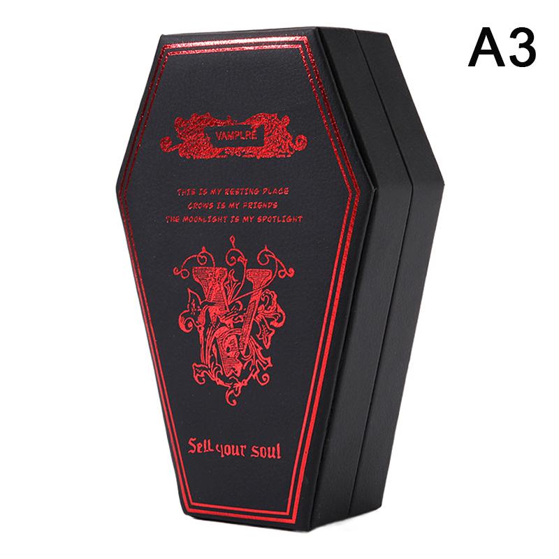 Gothic Jewelry Box Coffin Shaped Multi-Compartment Organizer Trinkets Storage Display Halloween Gift Packaging Box Portable
