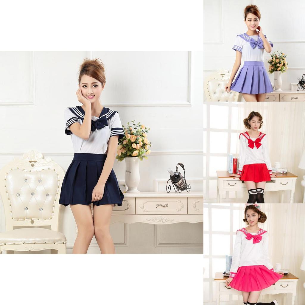 Elegant 3pcs Sailor Uniform Cosplay Costume Featuring Soft Polyester Fabric Design