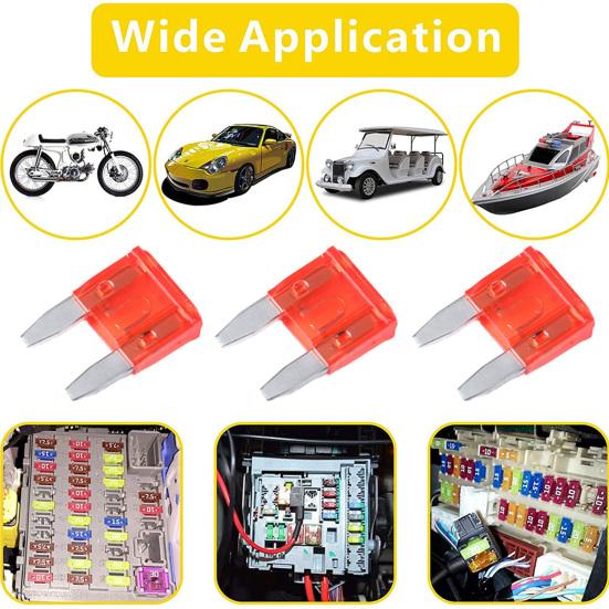 25 stk 10 Amp mini bilsikkerhetsledning Plug Play Utskifting av biler sikkerhetskabel kjøretøy Enkel inspeksjon sikkerhetskabelterminaler