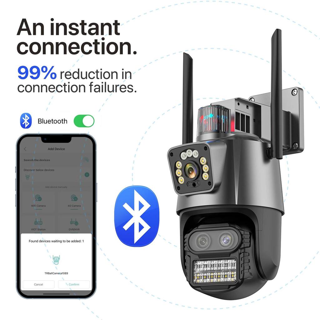 Nuova telecamera IP 4K 9MP HD EU Telecamera IP esterna Zoom 8X Tre lenti Doppio schermo Wifi Telecamera PTZ 4MP Luce della polizia Allarme Video sorveglianza Onvif ICSEE