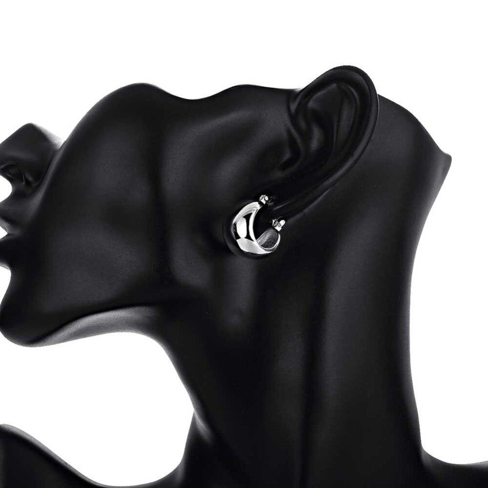 925 Sterling Silver Half Round Earrings For Women Fashion Jewelry Ear Buckle Top Quality
