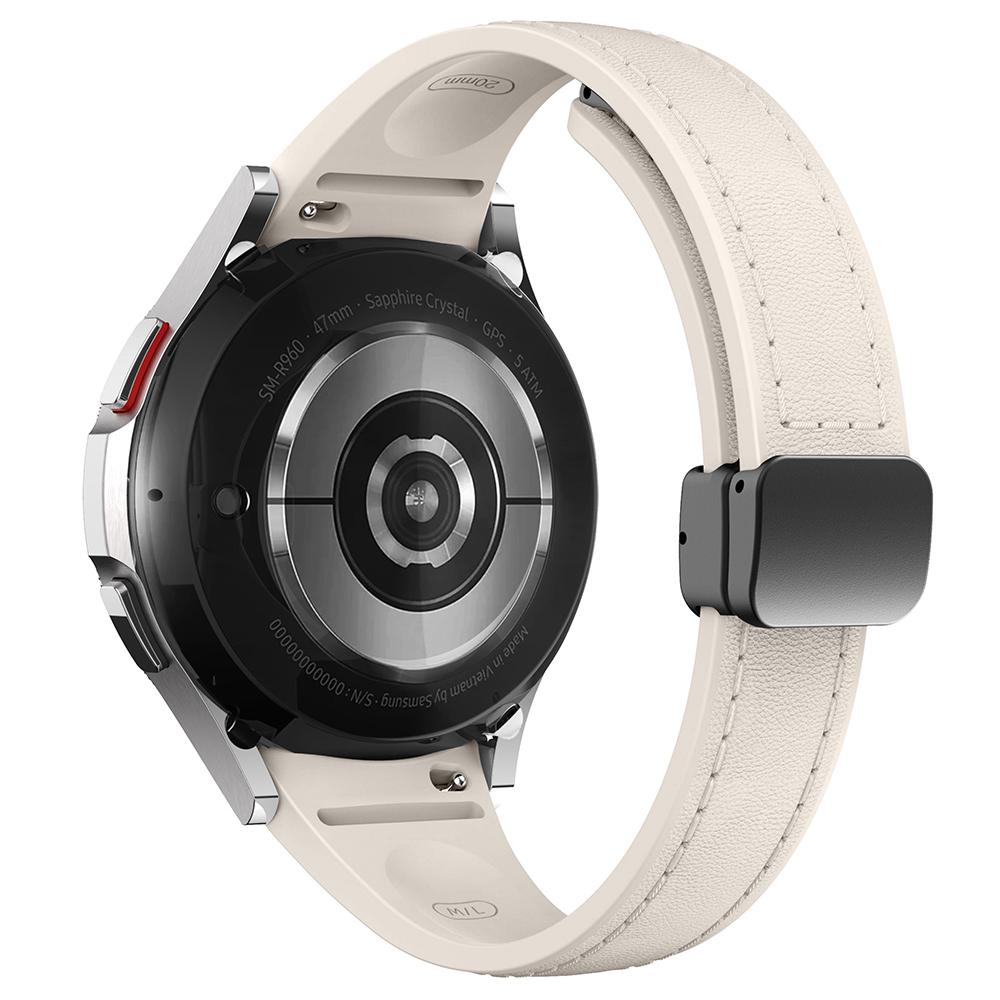 For Samsung Watch FE 40mm/Watch4 Classic Active/Watch 5/Watch6 Classic Magnetic Buckle Leather+Silicone Strap