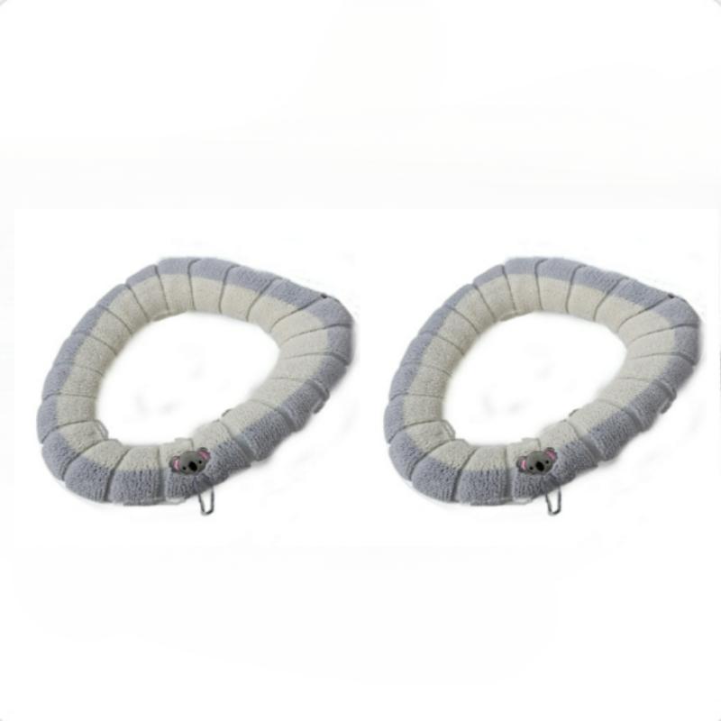 1/2PCS Portable Stitched Color Knitted Toilet Mat Thickened Washable Antifreeze Toilet Seat Cover Universal Bathroom Accessories