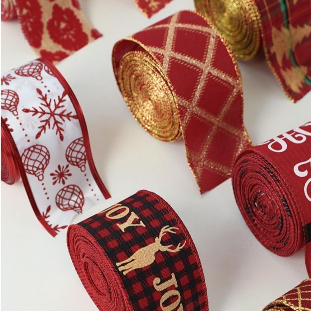 Xmas Gift Christmas Ribbon DIY Burlap Ribbon New Fabric Swirl Ribbon
