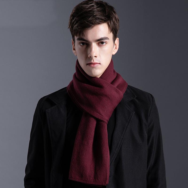Classic Solid Simple Bussiness Scarf Men Windproof  Warm Luxury Brand Scarves Male Wool Blend Thickened Muffler Fall Winter Gent