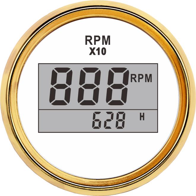 Contor tahometru 0-999 RPM cu contor orar 52 mm Indicator tahometru digital cu lumină de fundal roșie pentru mașină, barcă, iaht, RV, rulotă