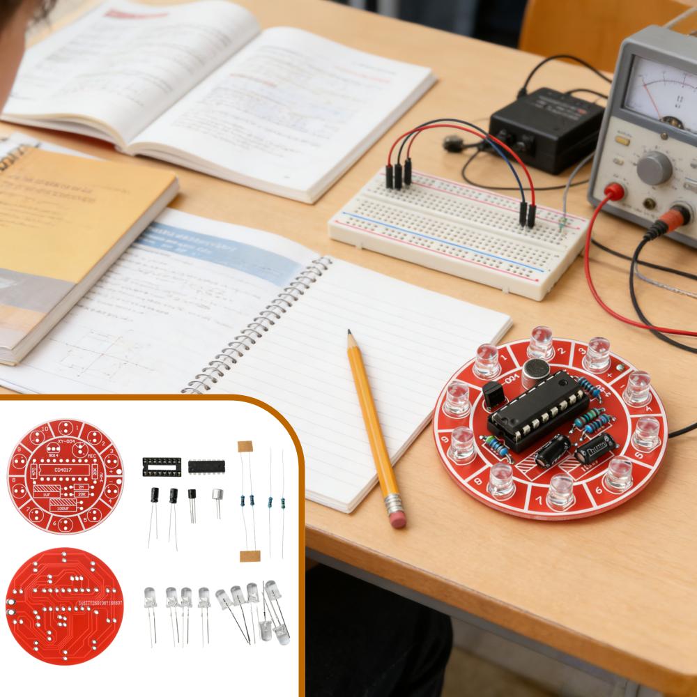 10 LED Colorful Flowing Light DIY Kit DC 3-5V Sound Control Rotating Light Electronic Soldering Practice Board Assemble Set
