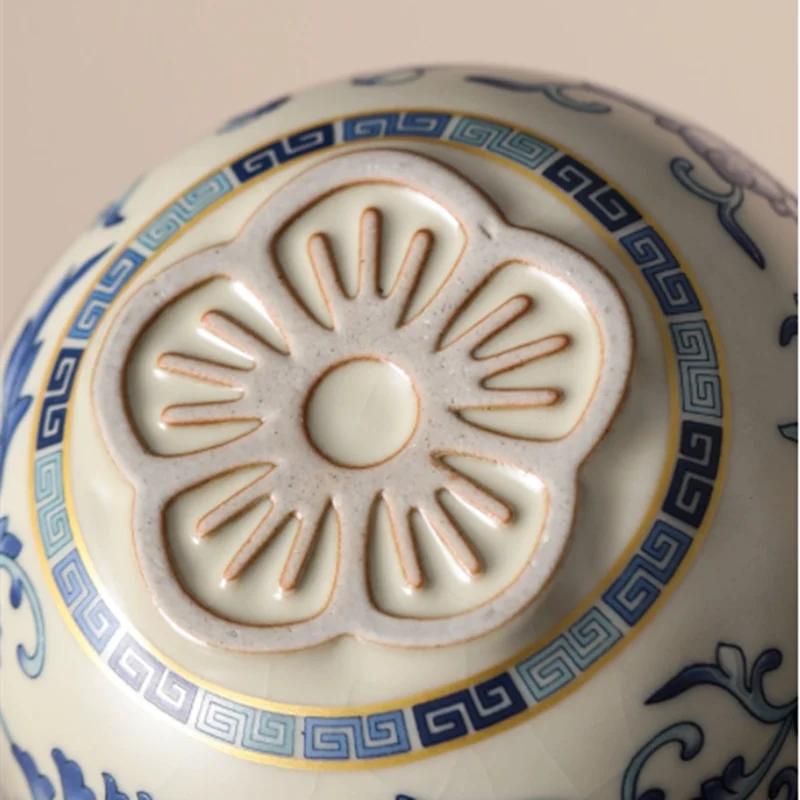 Chinesische Ru-Ofen Keramik Teekanne Teetasse Handgefertigt Blumen Teeschale Schönheit Tee-Sieb Kessel Reise Tragbar Haushalt Teegeschirr