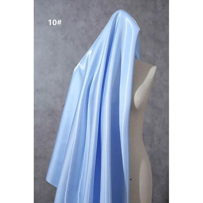 150Cm Wide Luxury Glossy Metallic Liquid Satin Fabric Galaxy Shiny Cloth Crafts for Fashion Designer Show Dress Comfort Material