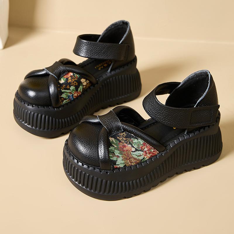 GKTINOO Retro Round Toe Thick Sole Sandals 2025 Summer New Genuine Leather Casual Women's Flat Platform Shoes