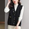 Embroidered V-neck Vest Cardigan Women's Spring and Autumn Vest Loose Knitted Cardigan Sweater Vest