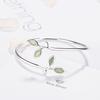 Tender Sprout Korean Mori Style Bracelet with Cat's Eye Stone and Copper Leaves