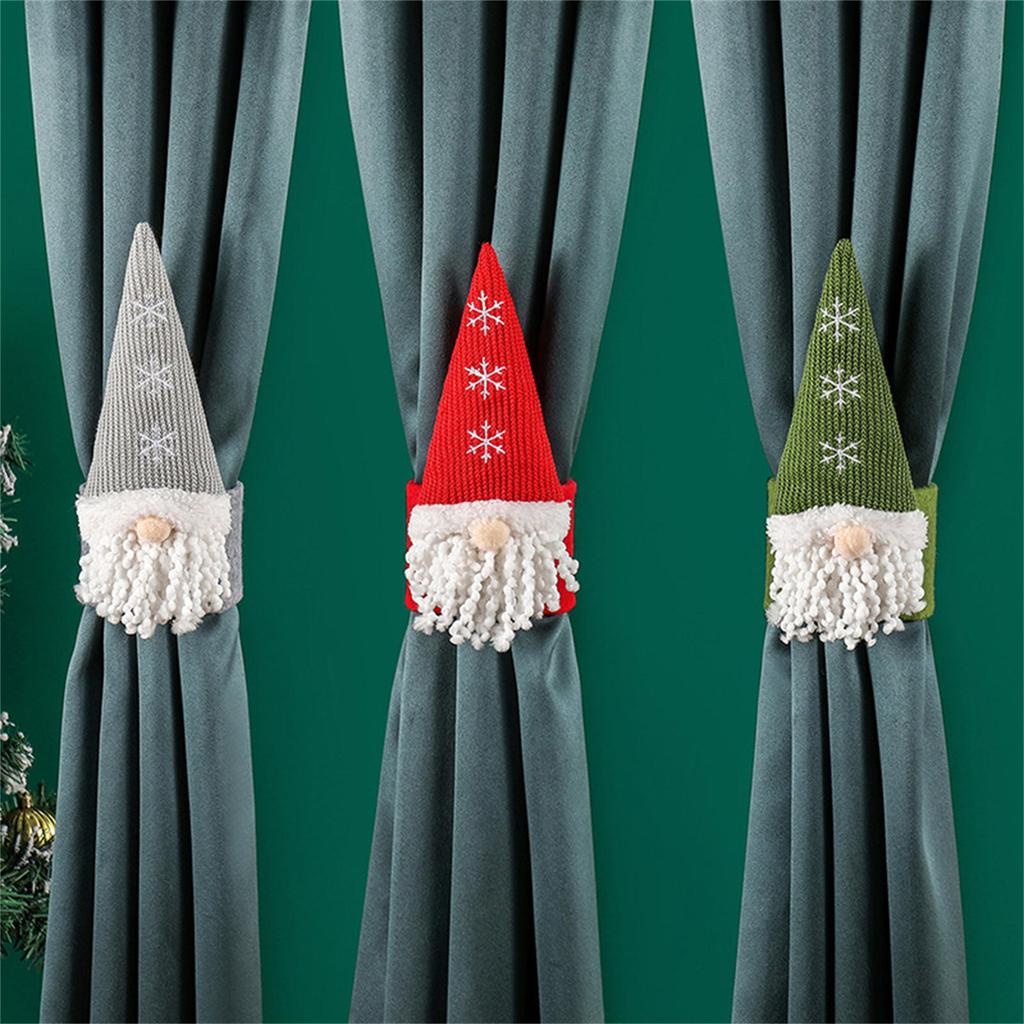 Christmas Santa Ornament Curtain Tieback Holiday Curtain Holder forXmas Plush Doll Christmas Decor Curtain Clasp Belt