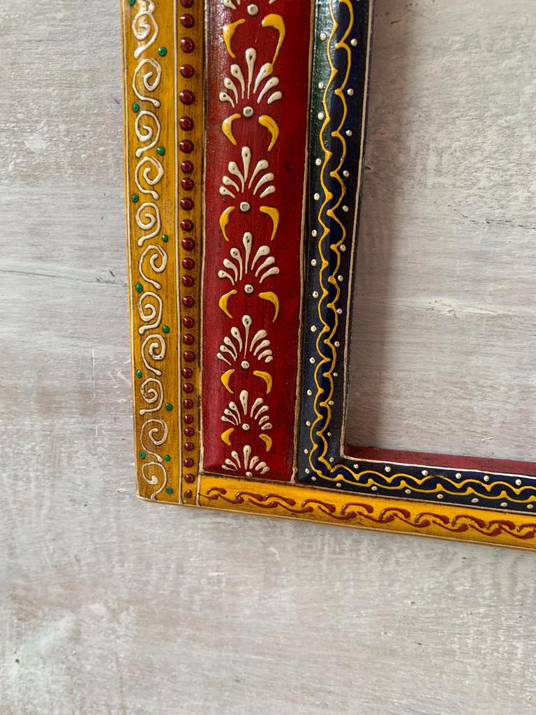 Hand-Painted Wooden Jharokha Frame: Indian Wall Decor