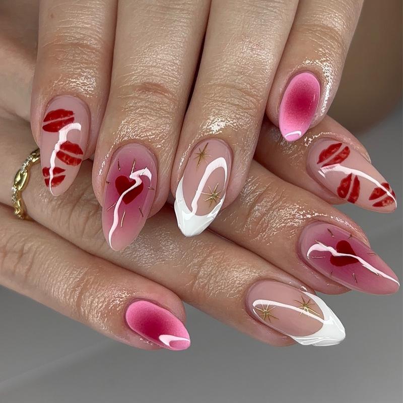 Long Wear Flash Color Diamond Bow False Nails - European & American Style