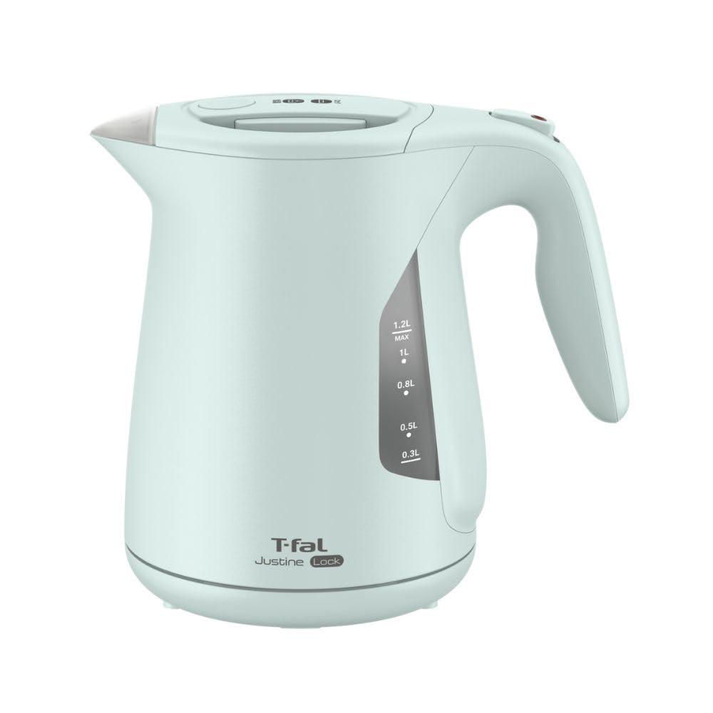 Justin Lock Sage Green Electric with Protection and Model KO5903JPA T-fal Kettle, 1.2L Capacity, Tip-Over Steam-Saving Design,