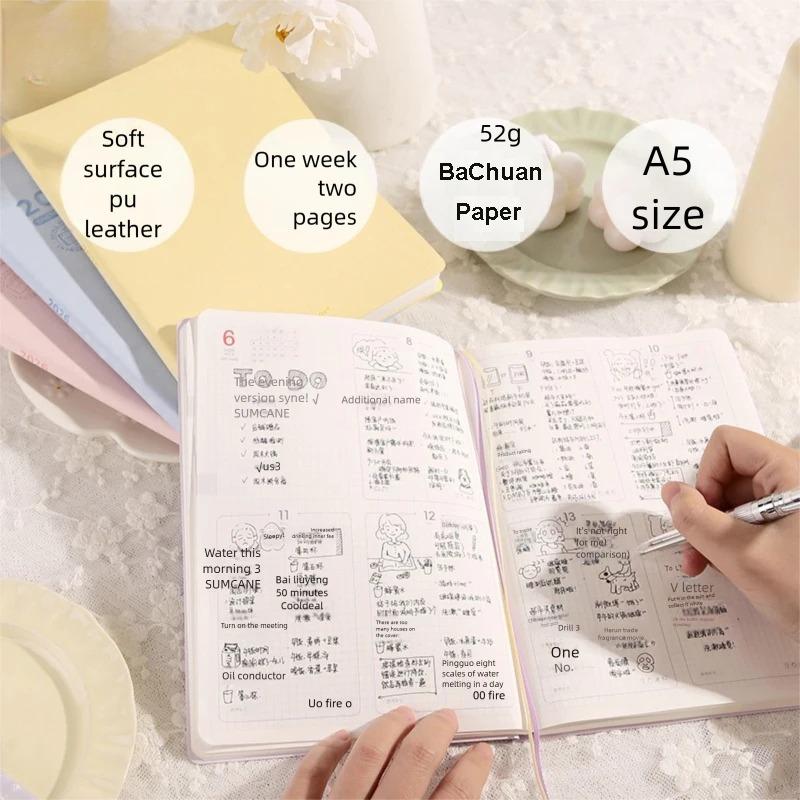2026 Timeline Planner Notebook for Girls A5 PU Leather Minimalist Goal Tracker Weekly Plan Productivity Journal Writing