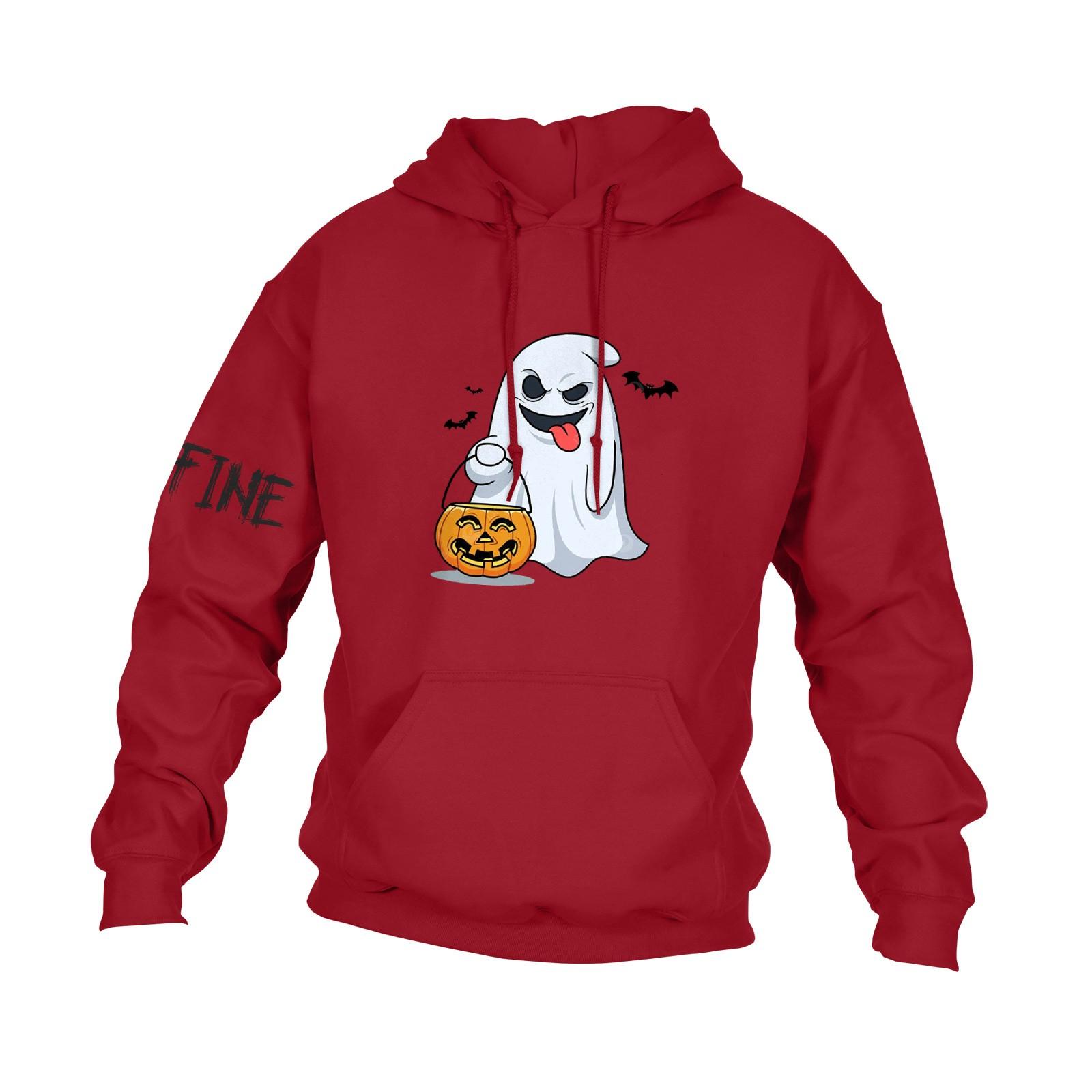 

Мужская повседневная свободная толстовка с капюшоном и длинным рукавом с карманом и принтом «Хэллоуин» XXXXL красный