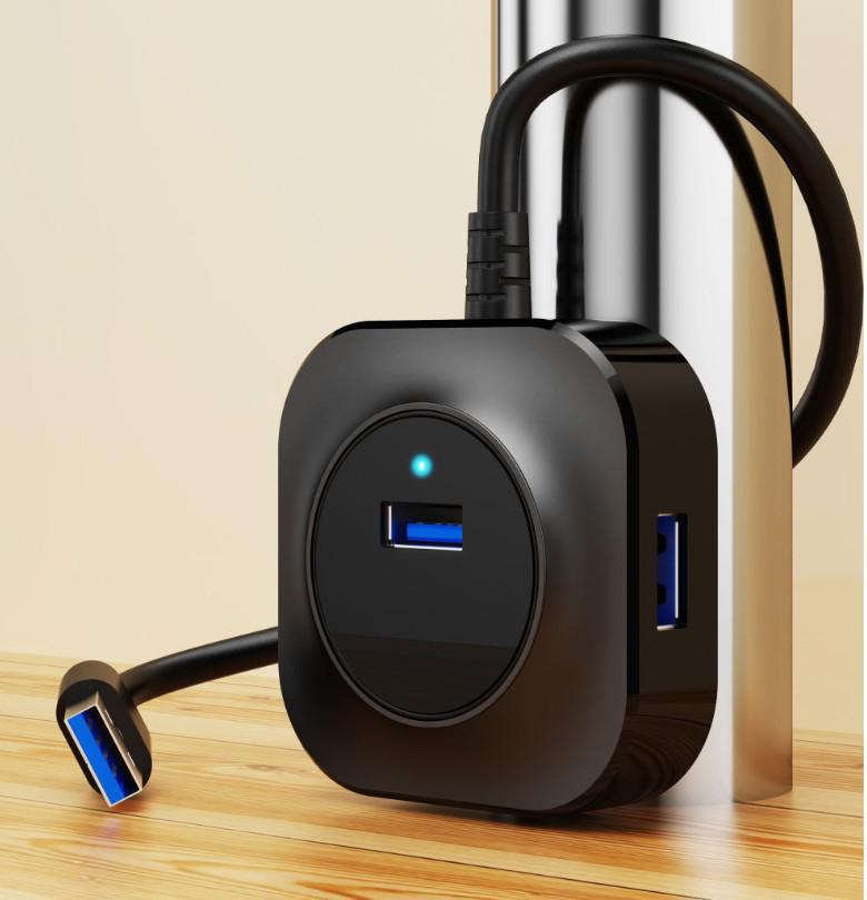 4-in-1 USB 3.0 Hub Splitter: High-Speed Multi-Interface Data Transmission with Instant Read Capability