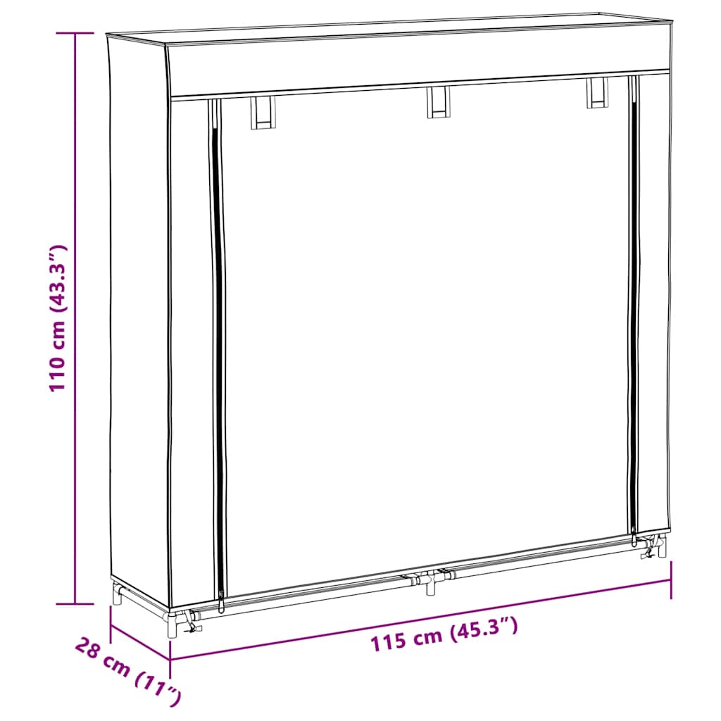 Fabric Shoe Cabinet with Cover 115 X 28 X 110 Cm Black