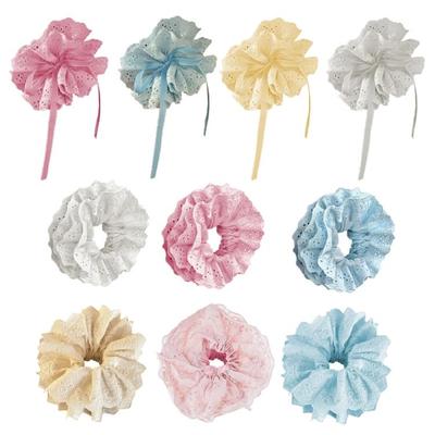Aufwendiges Spitzen-Haargummi für Damen Haarkränze Süße Mehrlagige Spitzen-Scrunchies Übergroßes Haarseil Haargummi