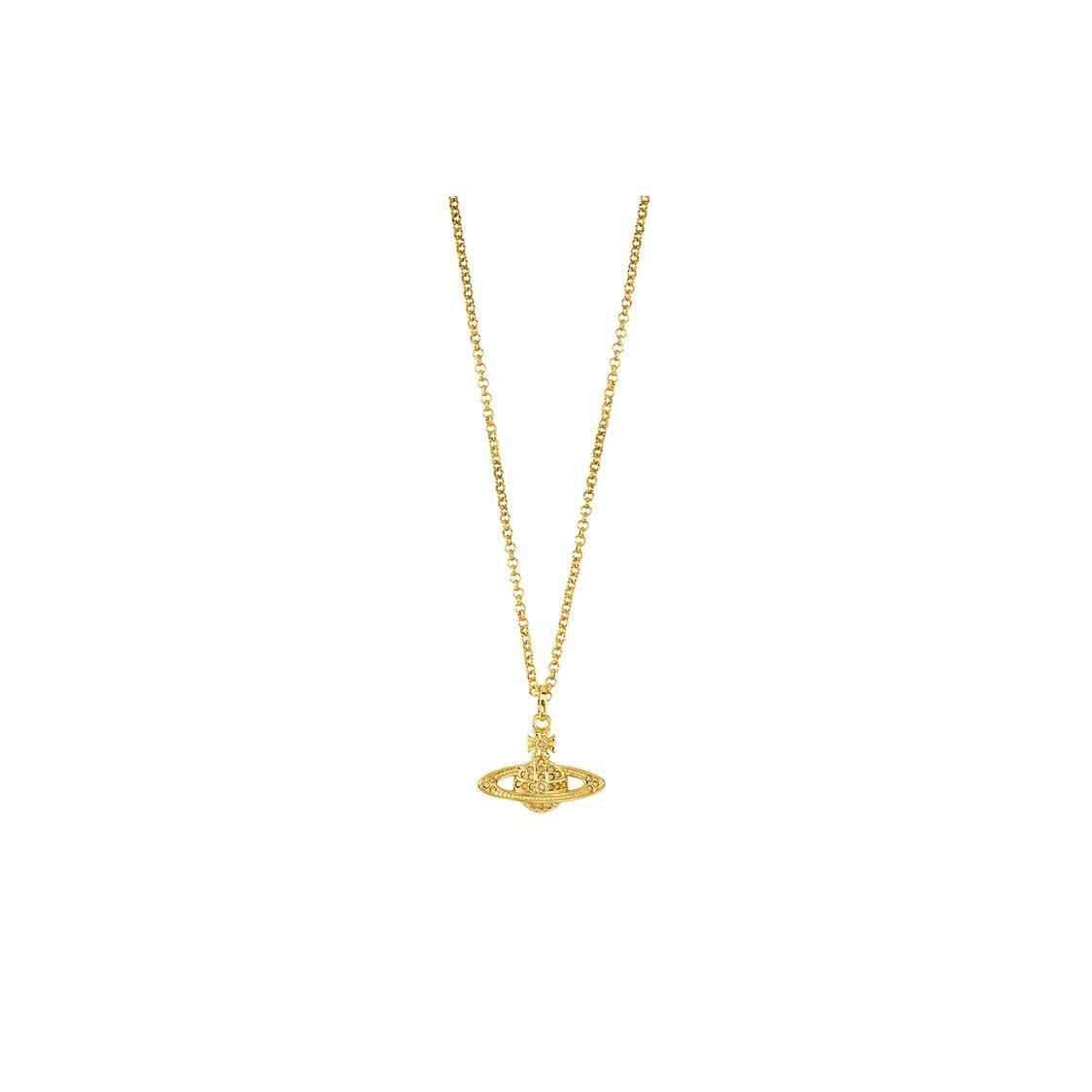 Vivienne Westwood Mini Bas Relief Crystal Saturn Necklace Women necklace Gold 63020086-R121-CNR121 Box
