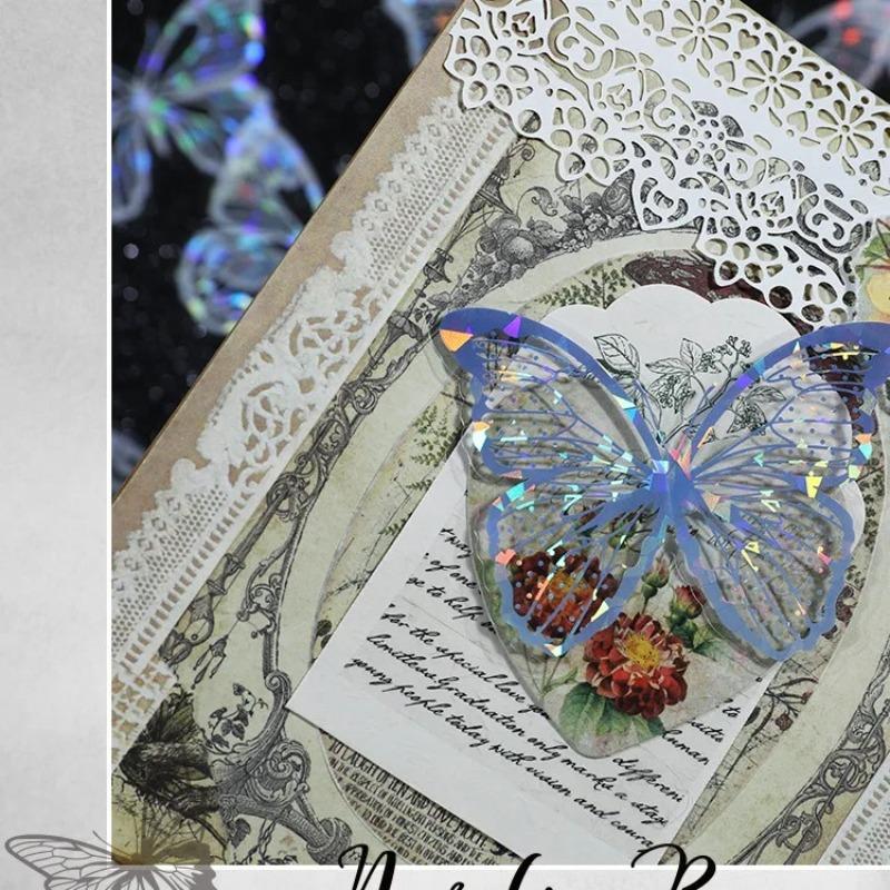 20 Pieces of Vintage Hollowed Out Lace Decorative Paper Shell Light and Shadow Butterfly Themed Handmade Account DIY Materials