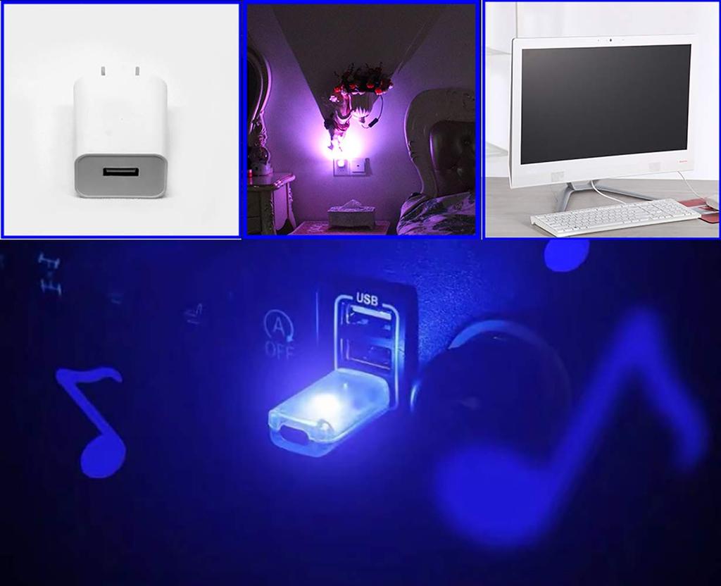 LED Car Interior Mini USB Ambient Nighttime Decorative LED Breathing 7 Color Sound Adjustable RGB Light, Illumination, Light, Light,