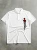 Personalized Trendy Brand Style Los Angeles Rose Gothic Print Sports Style Short Sleeved Polo Shirt