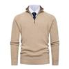 Men's Vertical Rib Knit Half-Zip Stand Collar Woolen Sweater