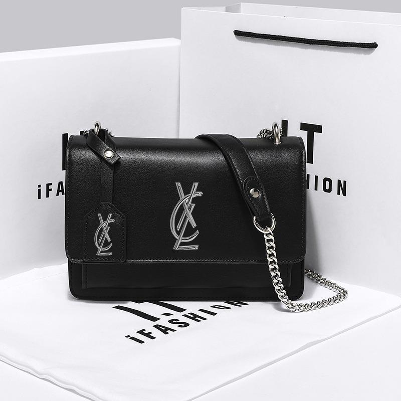 

Leather poplar forest bag women s new fashion versatile shoulder messenger chain high-end small square bag