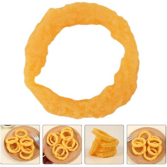 Toyvian Simulated Squid Ring 14Pcs Realistic Faux Fried Squid Rings Artificial Calamari Ring Onion Rings Fake Snack Props Play Food Model for