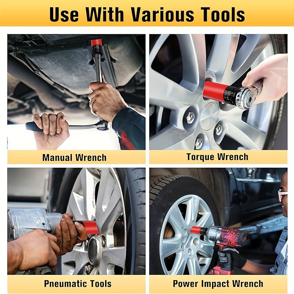 1/2"Drive Wheel Protector Impact Socket,7pcs Thin Wall Deep Impact Socket Set,Non-marring Impact Socket Set for Tire Protection