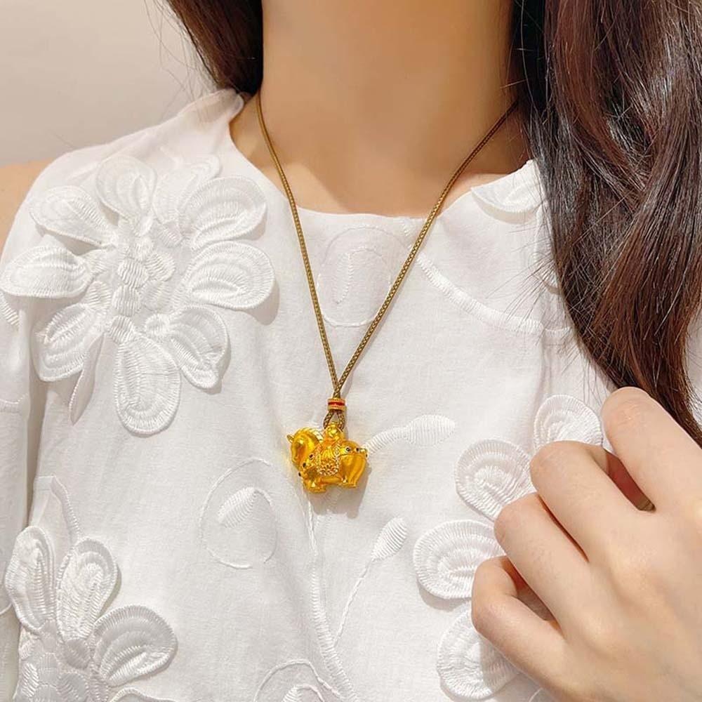 Orichalum Plating Zodiac Horse Necklace Luxury Golden Horse Pendant Wedding Gifts