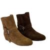 Sheepskin version~ Maillard suede inner height increase round head cowboy boots short boots women's 2025 new belt buckle Martin boots