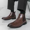 Designer New Winter Pointed Patent Leather High Tops Dress Shoes For Male Formal Business Chelsea Ankle Boots Zapatos Homre