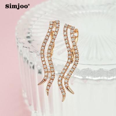 SIMJOO Ζιρκονίου Γεωμετρικά Σκουλαρίκια Θηλυκά Καρφάκια Ροζ Χρυσό Χρώμα Σκουλαρίκια