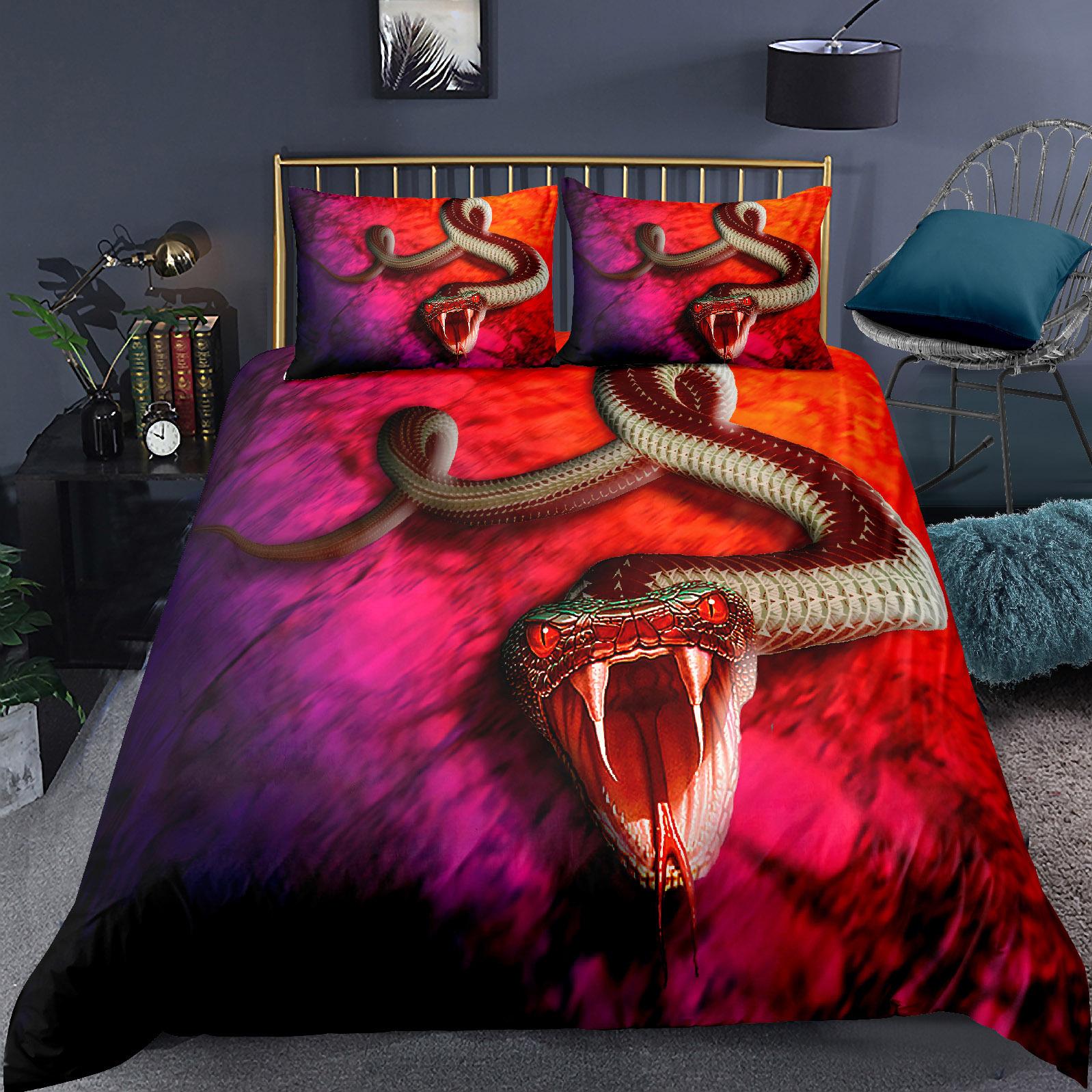 

Комплект постельного белья с 3D-принтом «Змея» для детей, мальчиков и подростков, комплект постельного белья с зеленым принтом «Змея», комплект постельного белья с 3D-принтом «Рептилия», покрывало с изображением диких животных 200X200cm 3PCS