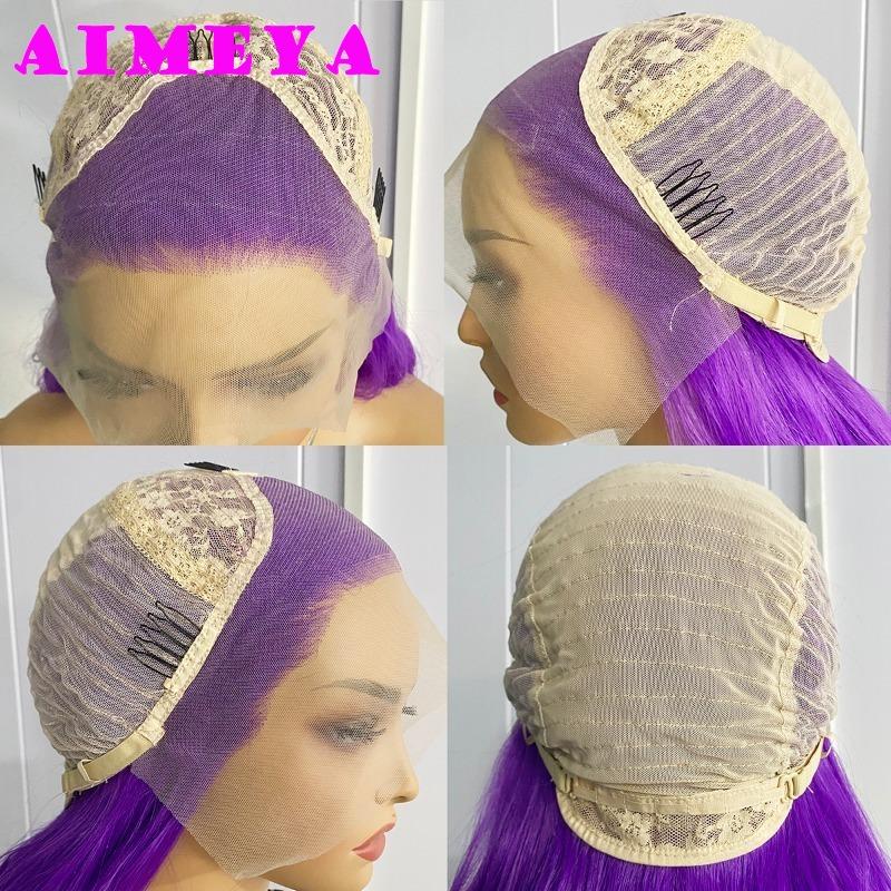 AIMEYA Blue Lace Front Wig Long Deep Wave Synthetic Lace Wigs for Women Heat Resistant Natural Hairline Daily Wear Cosplay Wigs