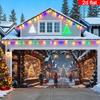2D flach 1 Stück Weihnachts-Garagentor-Banner mit warmen Lichtern - Europäischer Wintermarkt-Schneeflocken, perfekt für Weihnachten
